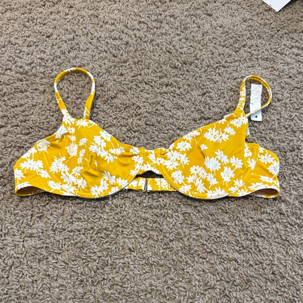 Madewell Yellow Floral Bikini Top size M